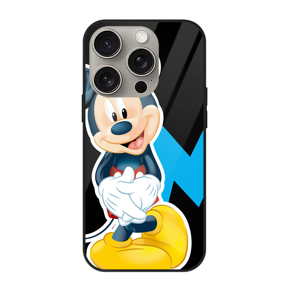 （画像用） ミッキーマウス Mickey Mouse 【iPhone15Pro対応】スマホケース 耐衝撃＆黄変防止 背面ガラス