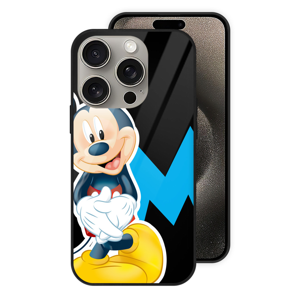 （画像用） ミッキーマウス Mickey Mouse 【iPhone15Pro対応】スマホケース 耐衝撃＆黄変防止 背面ガラス