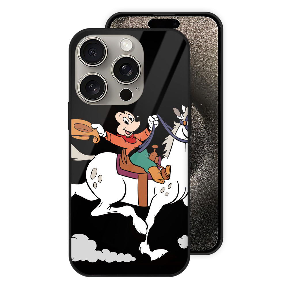 （画像用） ミッキーマウス Mickey Mouse 【iPhone15Pro対応】スマホケース 耐衝撃＆黄変防止 背面ガラス