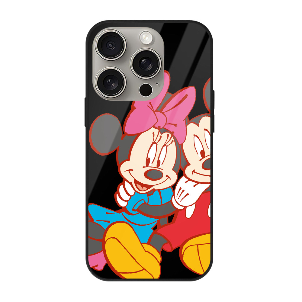 （画像用） ミッキーマウス Mickey Mouse 【iPhone15Pro対応】スマホケース 耐衝撃＆黄変防止 背面ガラス