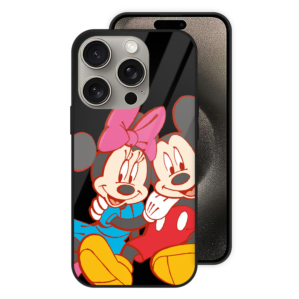 （画像用） ミッキーマウス Mickey Mouse 【iPhone15Pro対応】スマホケース 耐衝撃＆黄変防止 背面ガラス