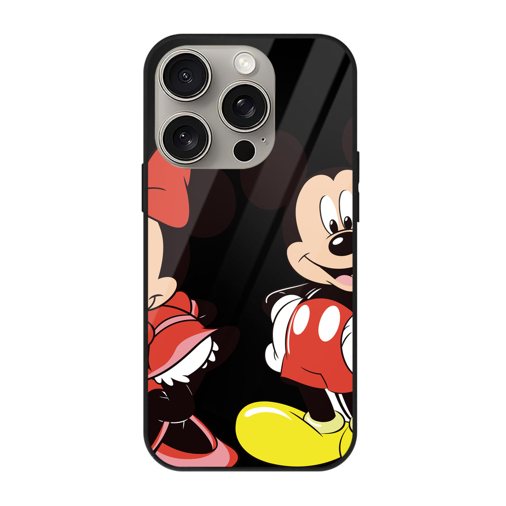 （画像用） ミッキーマウス Mickey Mouse 【iPhone15Pro対応】スマホケース 耐衝撃＆黄変防止 背面ガラス