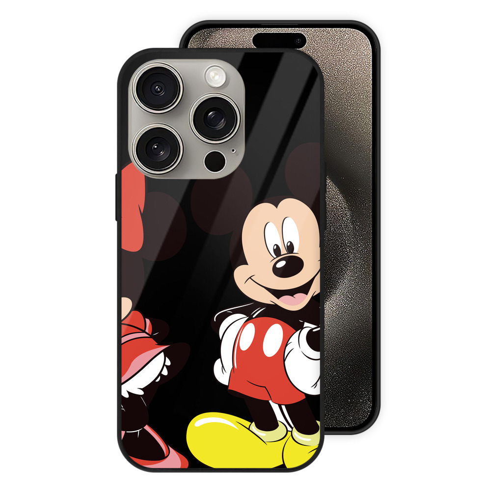 （画像用） ミッキーマウス Mickey Mouse 【iPhone15Pro対応】スマホケース 耐衝撃＆黄変防止 背面ガラス