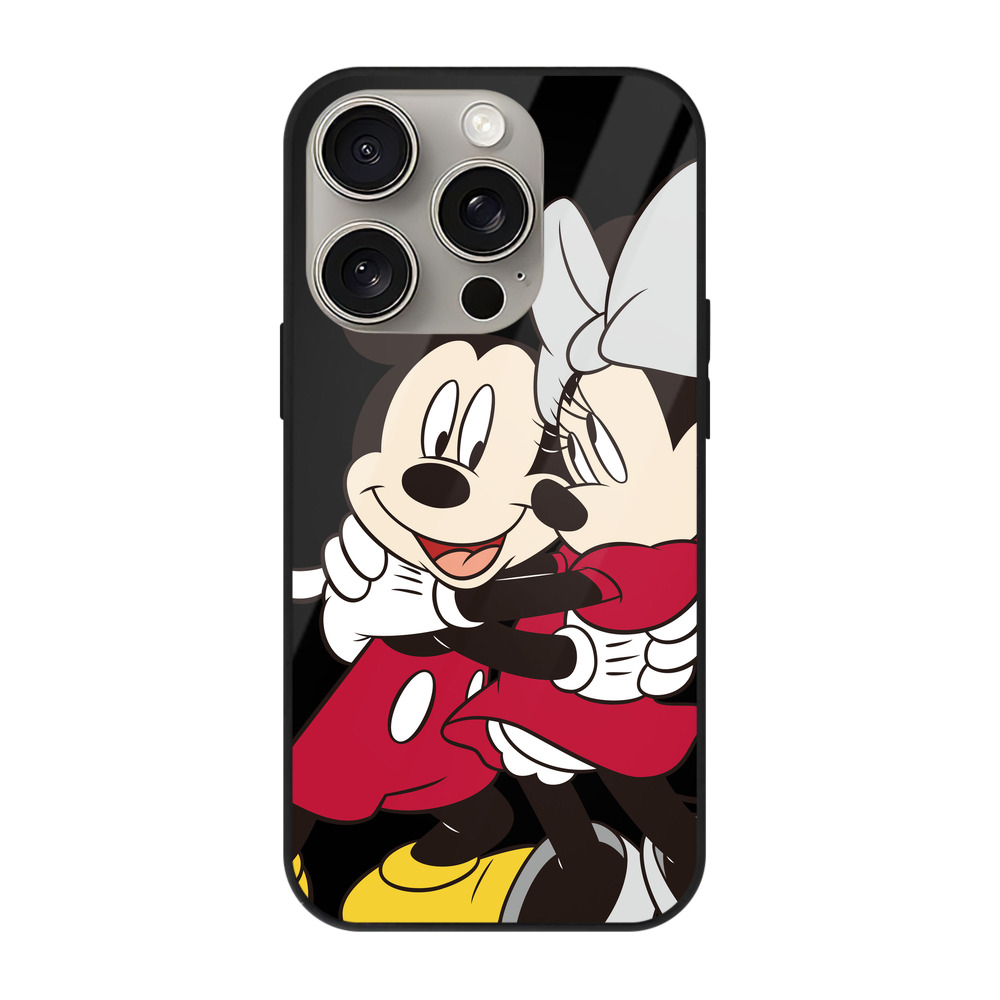 （画像用） ミッキーマウス Mickey Mouse 【iPhone15Pro対応】スマホケース 耐衝撃＆黄変防止 背面ガラス