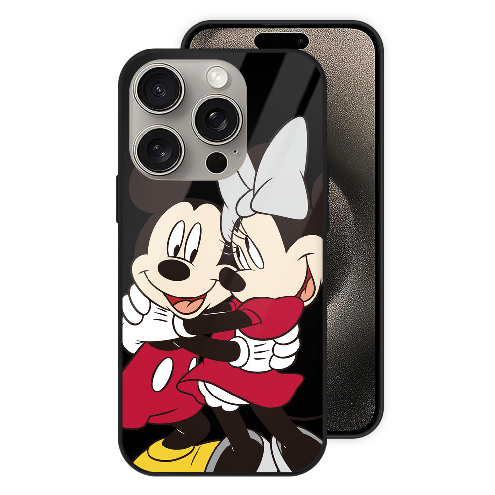 （画像用） ミッキーマウス Mickey Mouse 【iPhone15Pro対応】スマホケース 耐衝撃＆黄変防止 背面ガラス
