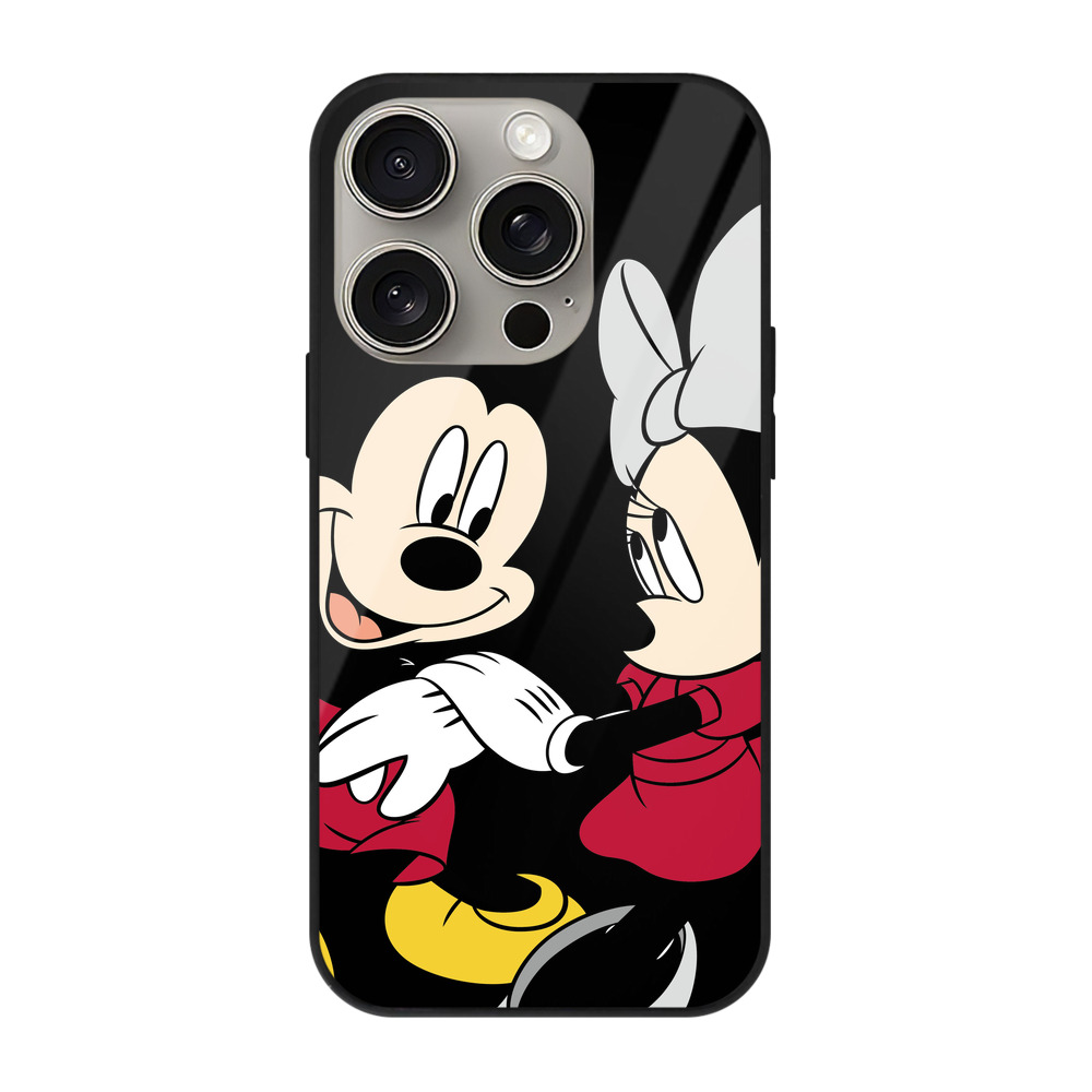 （画像用） ミッキーマウス Mickey Mouse 【iPhone15Pro対応】スマホケース 耐衝撃＆黄変防止 背面ガラス