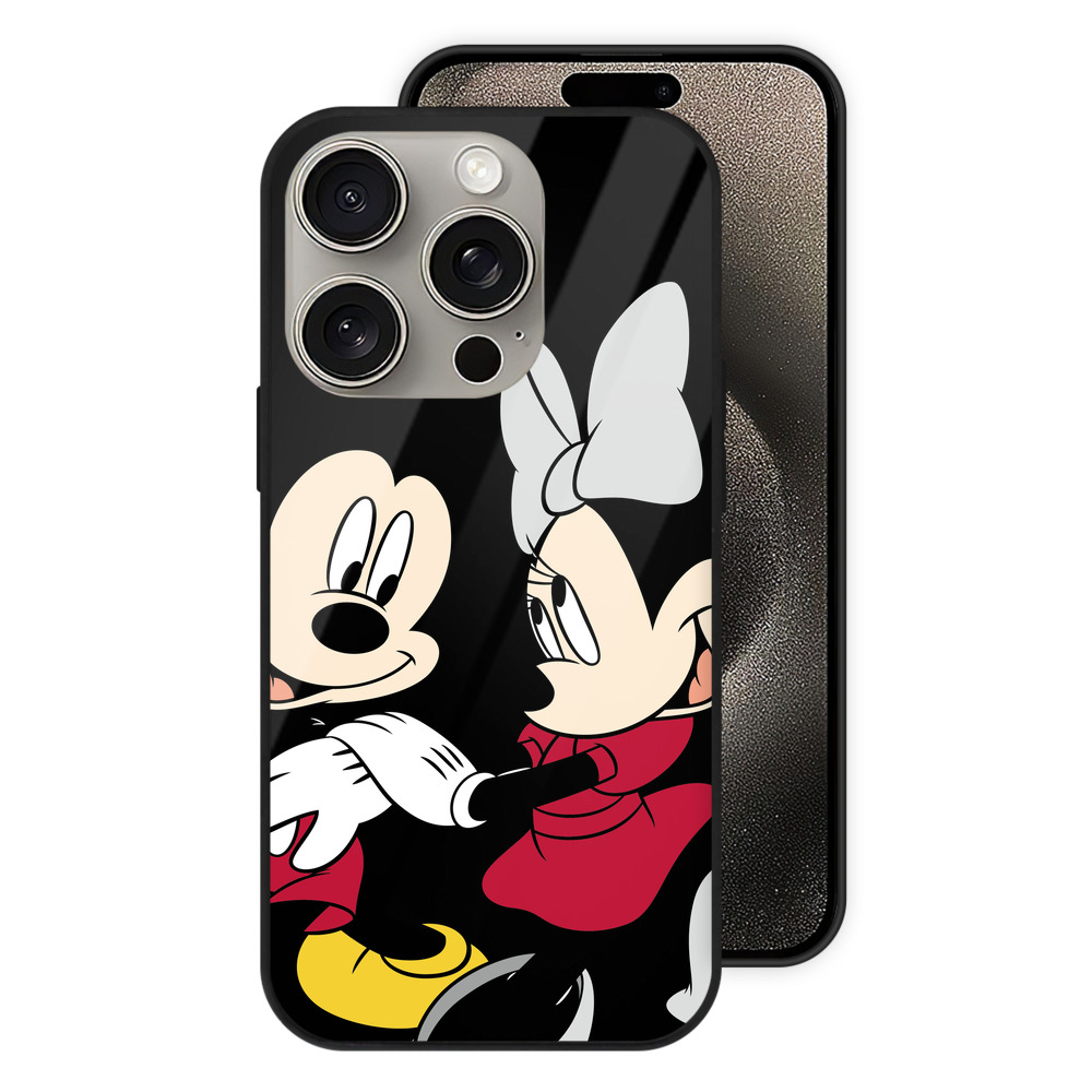（画像用） ミッキーマウス Mickey Mouse 【iPhone15Pro対応】スマホケース 耐衝撃＆黄変防止 背面ガラス