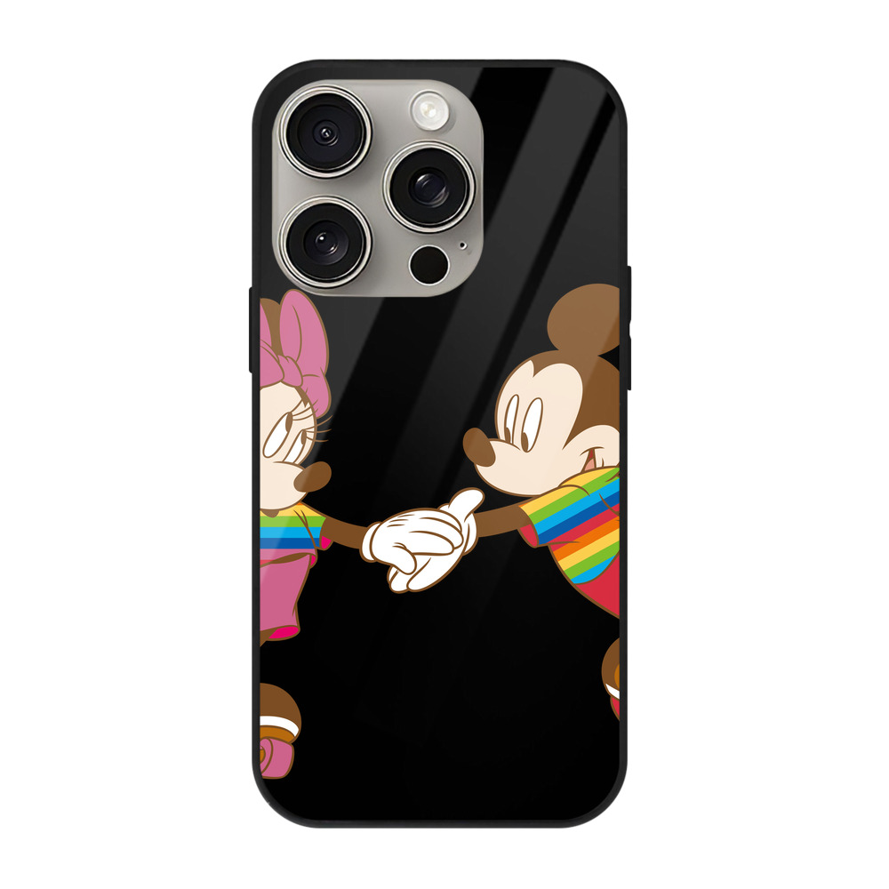 （画像用） ミッキーマウス Mickey Mouse 【iPhone15Pro対応】スマホケース 耐衝撃＆黄変防止 背面ガラス