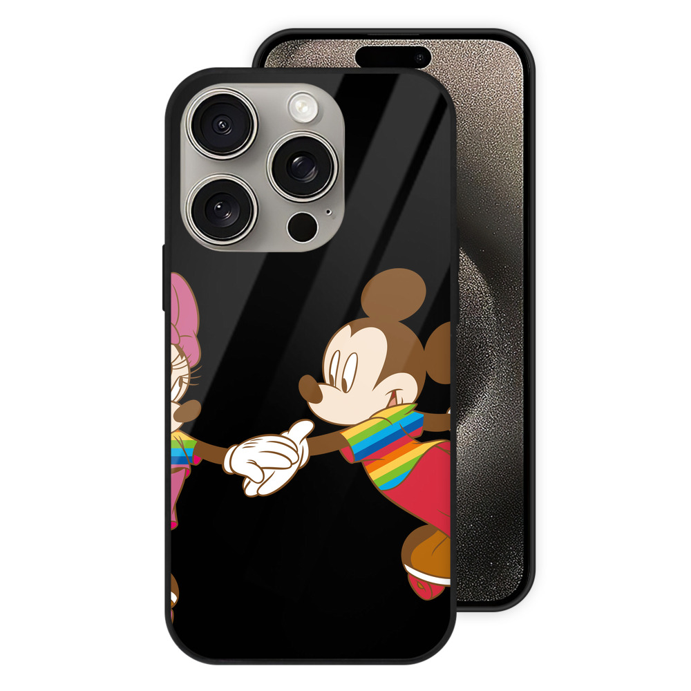 （画像用） ミッキーマウス Mickey Mouse 【iPhone15Pro対応】スマホケース 耐衝撃＆黄変防止 背面ガラス