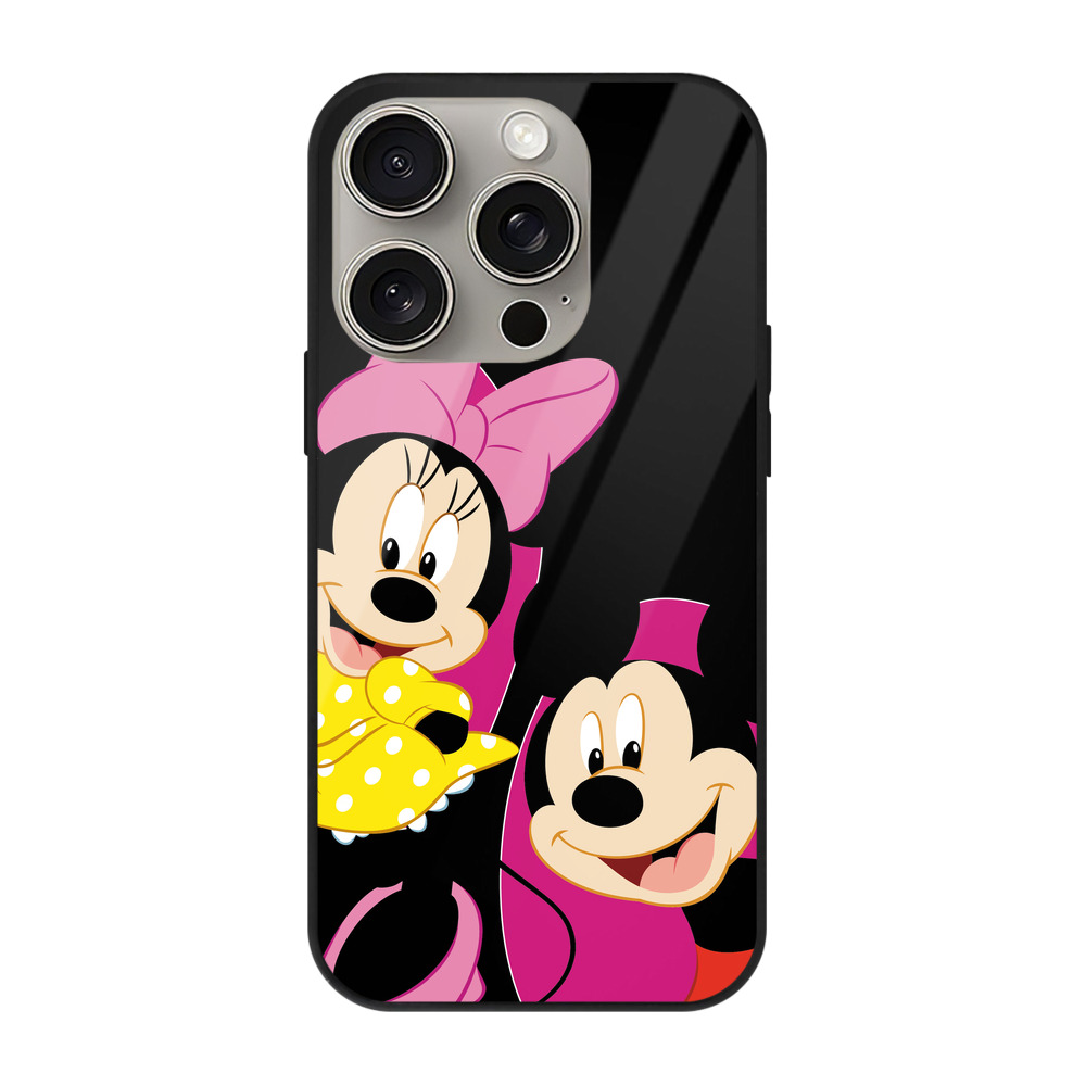 （画像用） ミッキーマウス Mickey Mouse 【iPhone15Pro対応】スマホケース 耐衝撃＆黄変防止 背面ガラス
