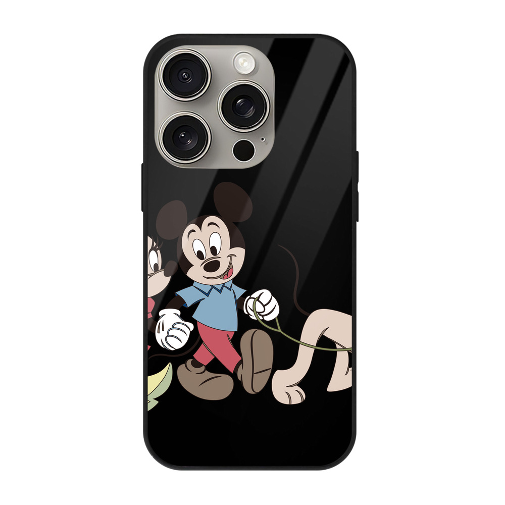 （画像用） ミッキーマウス Mickey Mouse 【iPhone15Pro対応】スマホケース 耐衝撃＆黄変防止 背面ガラス