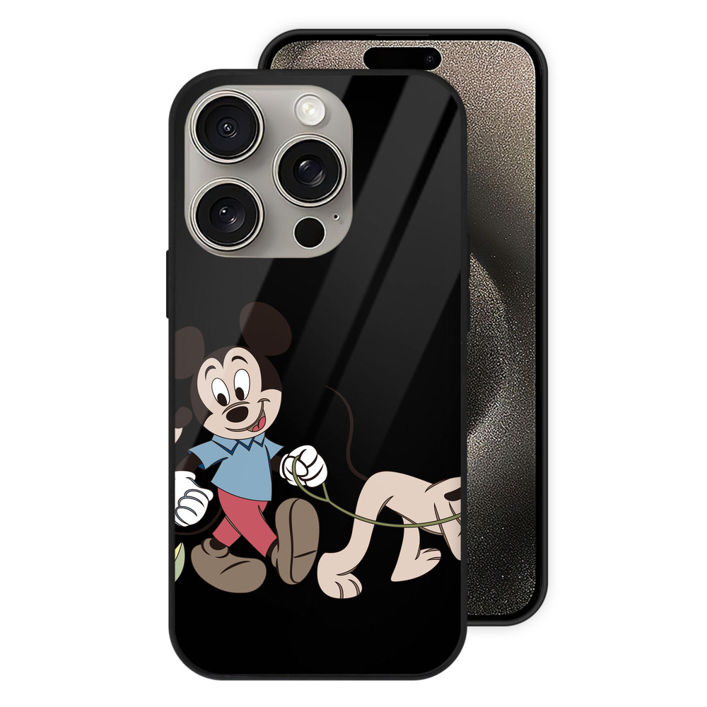 （画像用） ミッキーマウス Mickey Mouse 【iPhone15Pro対応】スマホケース 耐衝撃＆黄変防止 背面ガラス