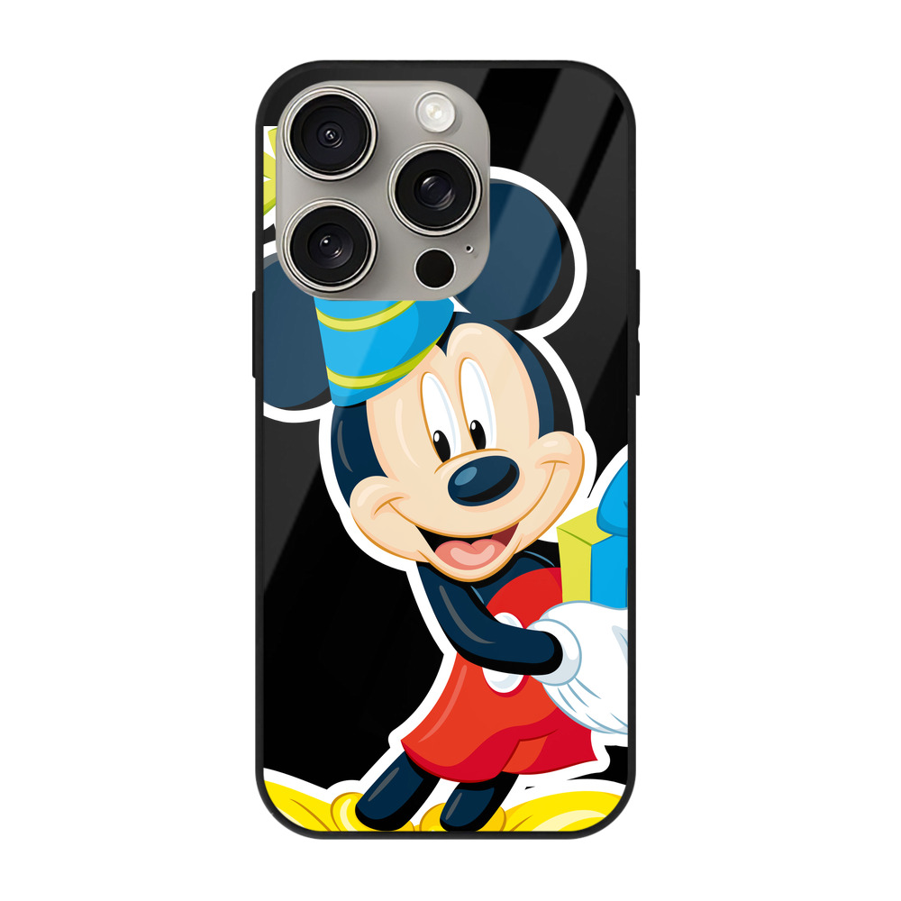 （画像用） ミッキーマウス Mickey Mouse 【iPhone15Pro対応】スマホケース 耐衝撃＆黄変防止 背面ガラス