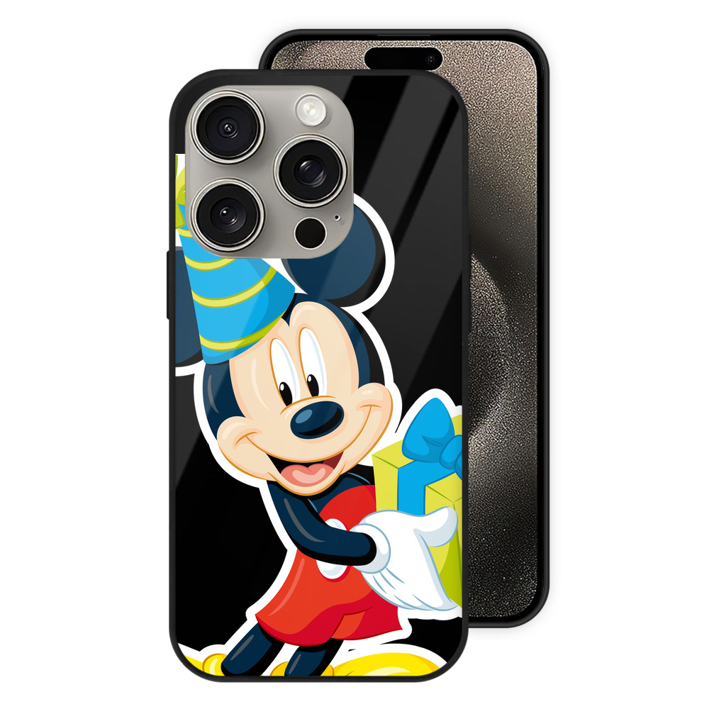 （画像用） ミッキーマウス Mickey Mouse 【iPhone15Pro対応】スマホケース 耐衝撃＆黄変防止 背面ガラス