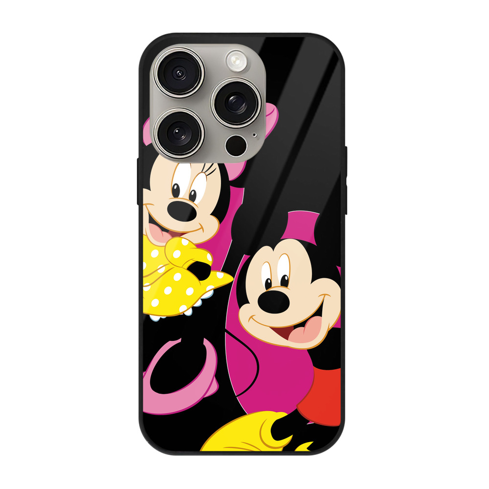 （画像用） ミッキーマウス Mickey Mouse 【iPhone15Pro対応】スマホケース 耐衝撃＆黄変防止 背面ガラス