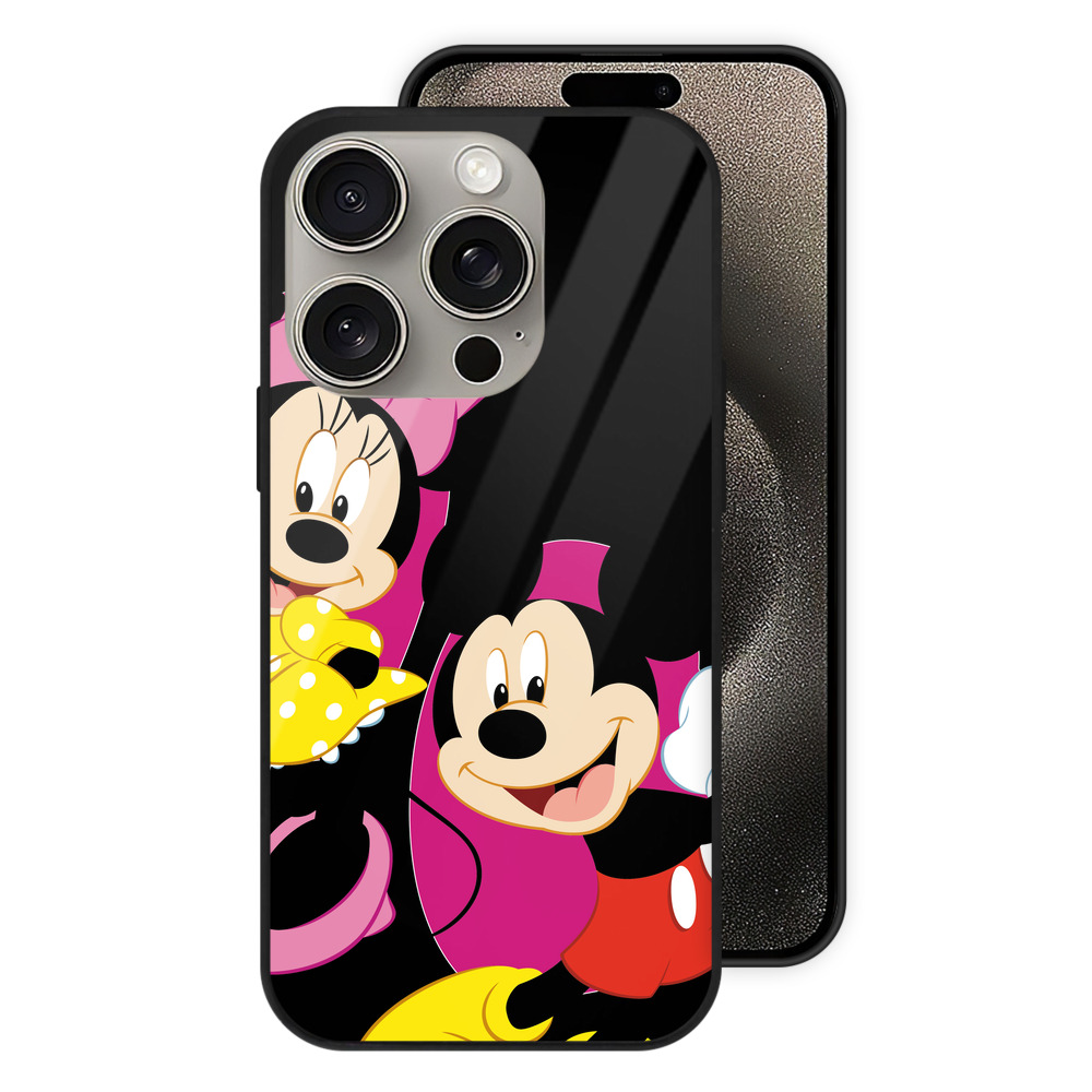 （画像用） ミッキーマウス Mickey Mouse 【iPhone15Pro対応】スマホケース 耐衝撃＆黄変防止 背面ガラス