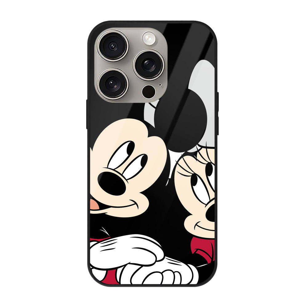 （画像用） ミッキーマウス Mickey Mouse 【iPhone15Pro対応】スマホケース 耐衝撃＆黄変防止 背面ガラス
