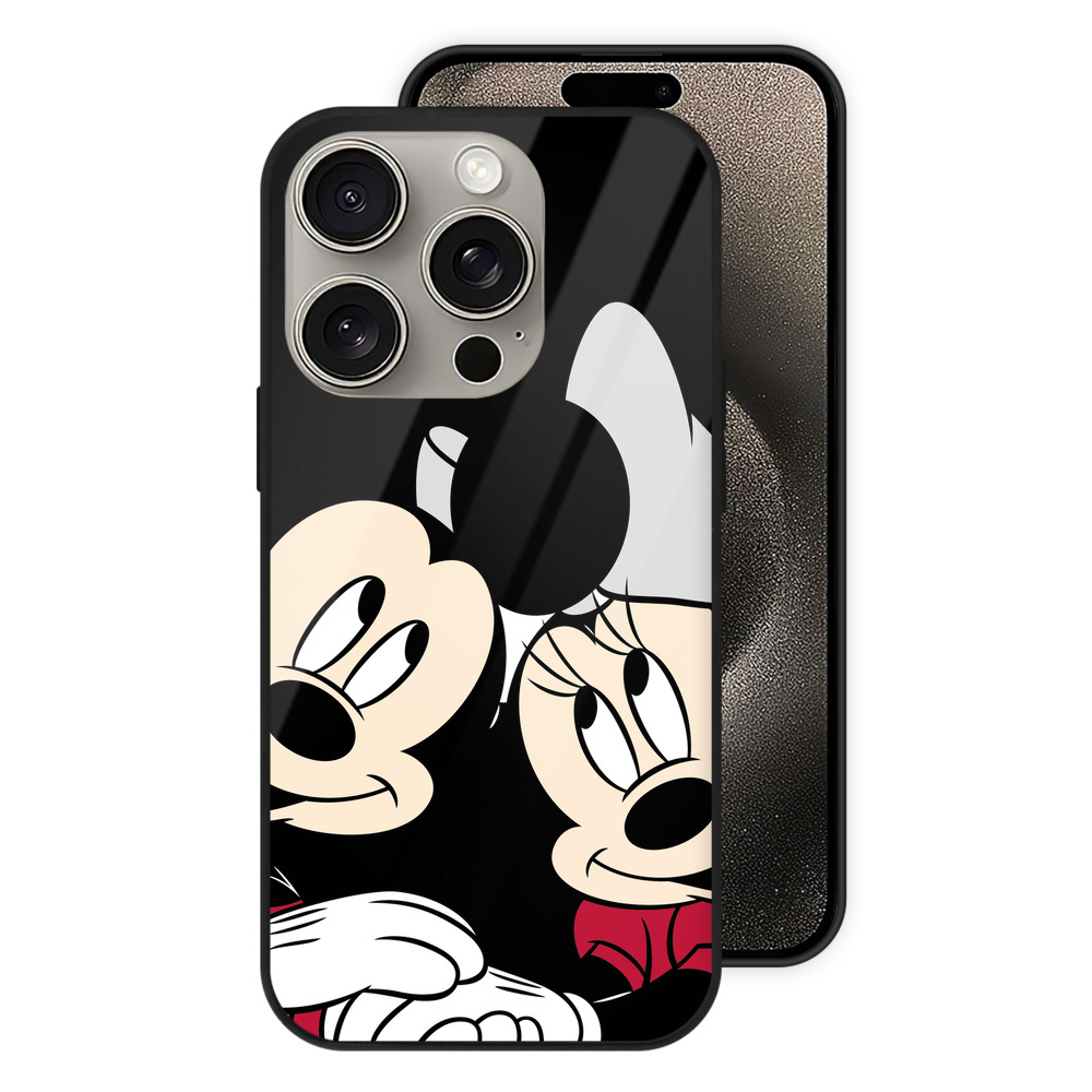 （画像用） ミッキーマウス Mickey Mouse 【iPhone15Pro対応】スマホケース 耐衝撃＆黄変防止 背面ガラス