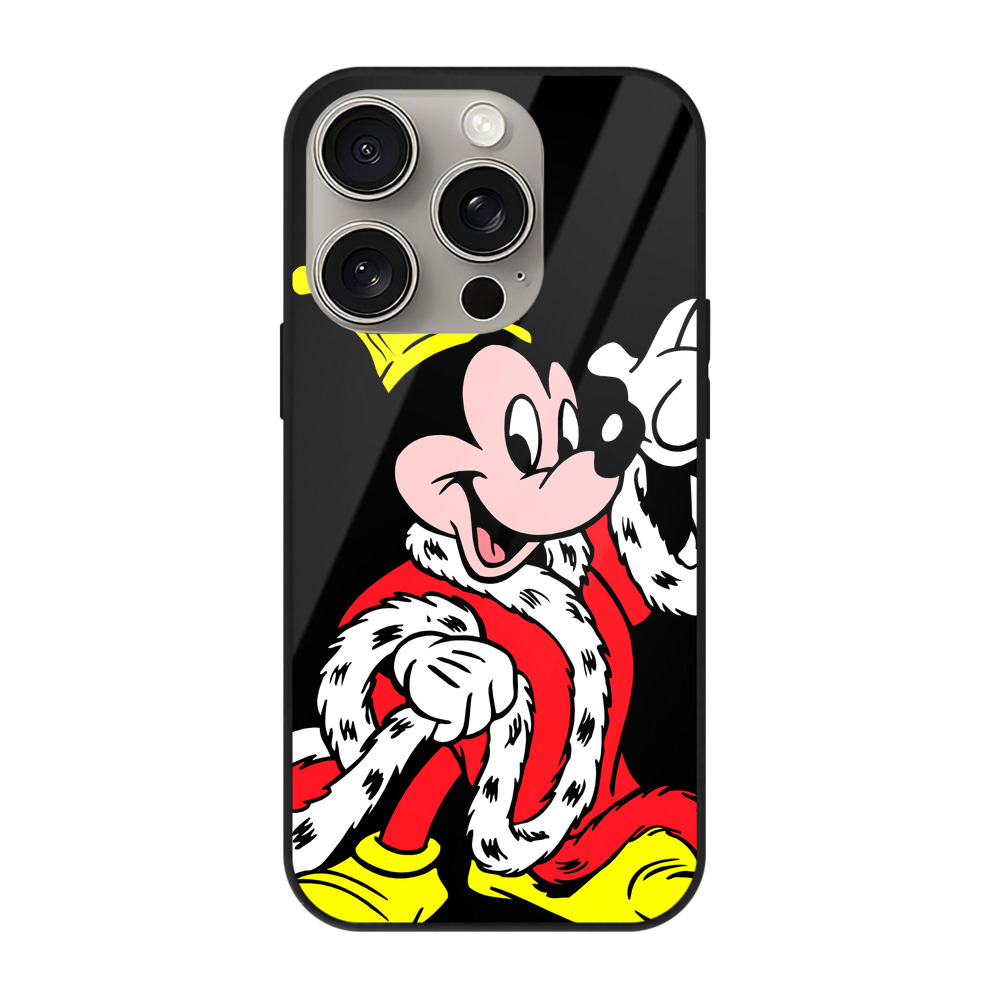 （画像用） ミッキーマウス Mickey Mouse 【iPhone15Pro対応】スマホケース 耐衝撃＆黄変防止 背面ガラス