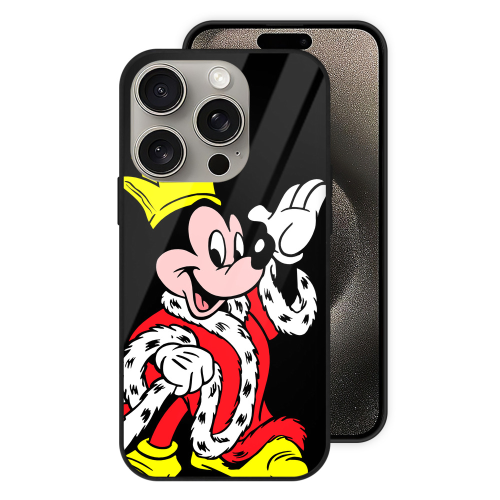 （画像用） ミッキーマウス Mickey Mouse 【iPhone15Pro対応】スマホケース 耐衝撃＆黄変防止 背面ガラス