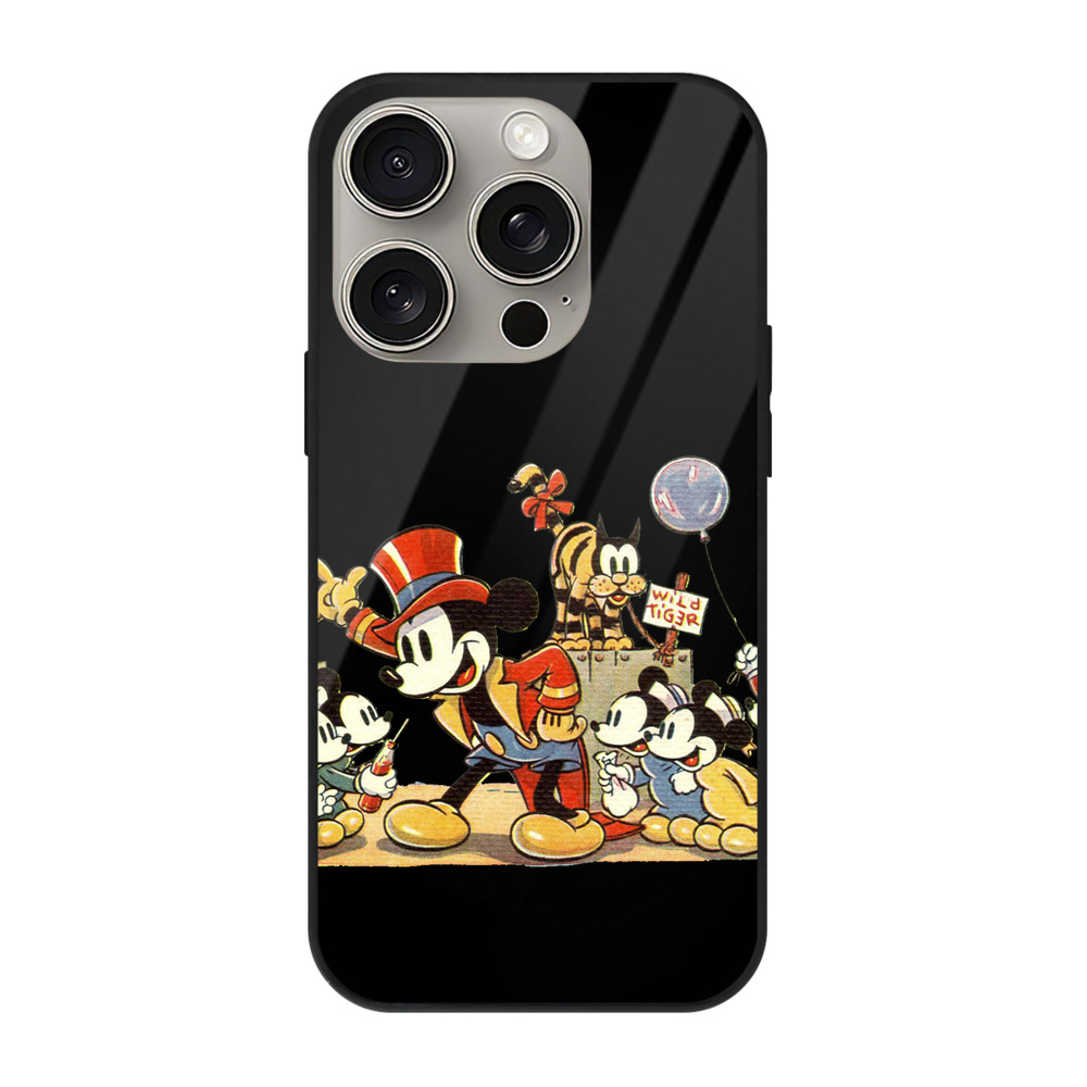 （画像用） ミッキーマウス Mickey Mouse 【iPhone15Pro対応】スマホケース 耐衝撃＆黄変防止 背面ガラス