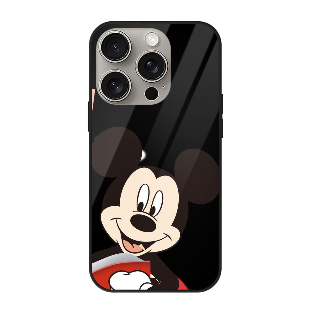 （画像用） ミッキーマウス Mickey Mouse 【iPhone15Pro対応】スマホケース 耐衝撃＆黄変防止 背面ガラス