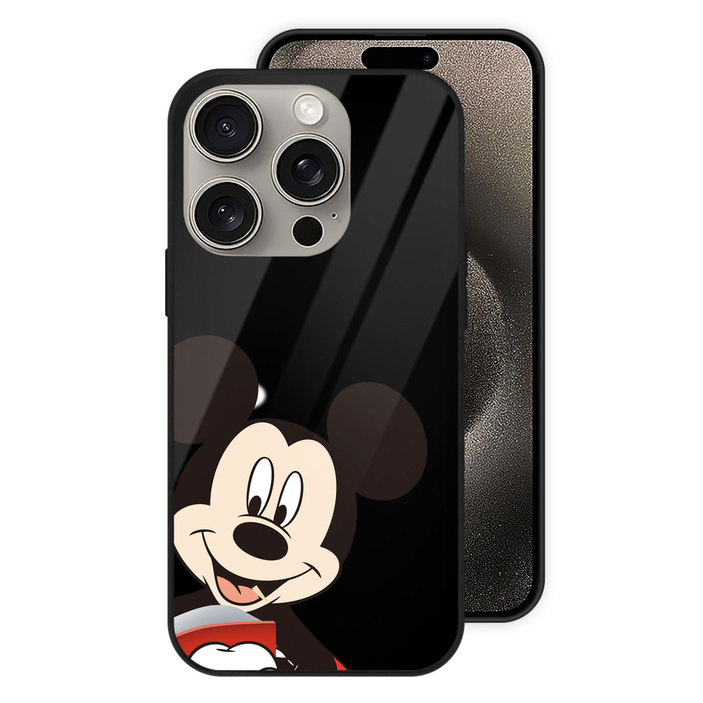 （画像用） ミッキーマウス Mickey Mouse 【iPhone15Pro対応】スマホケース 耐衝撃＆黄変防止 背面ガラス
