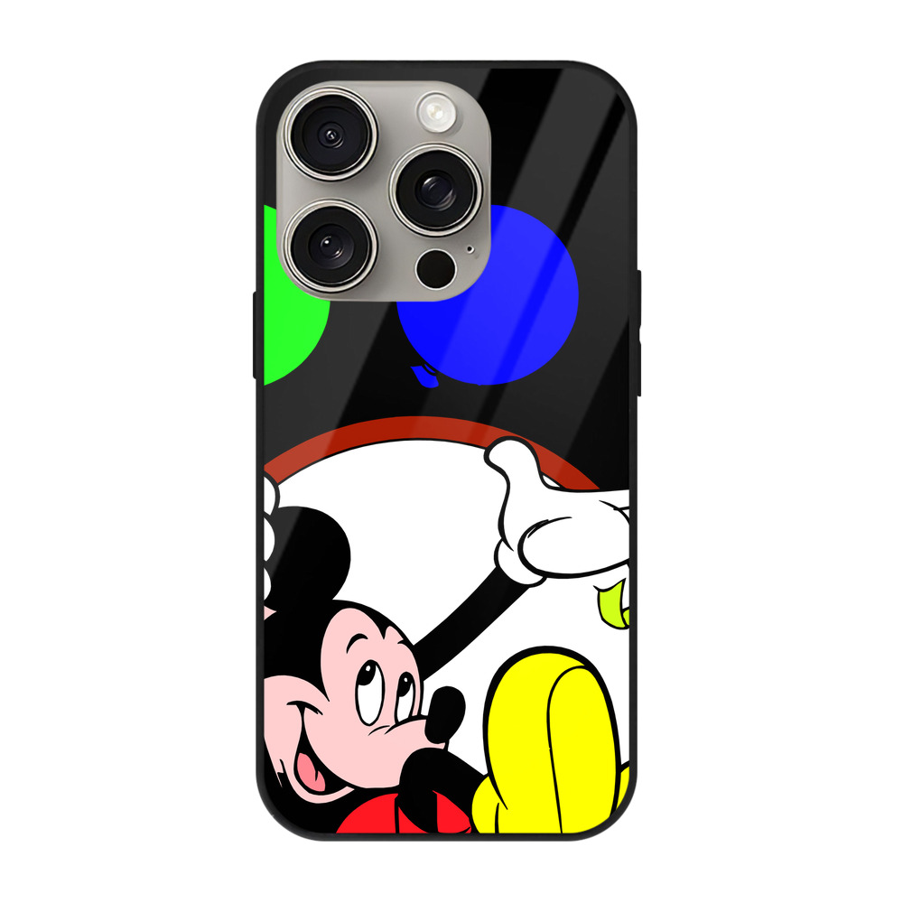（画像用） ミッキーマウス Mickey Mouse 【iPhone15Pro対応】スマホケース 耐衝撃＆黄変防止 背面ガラス