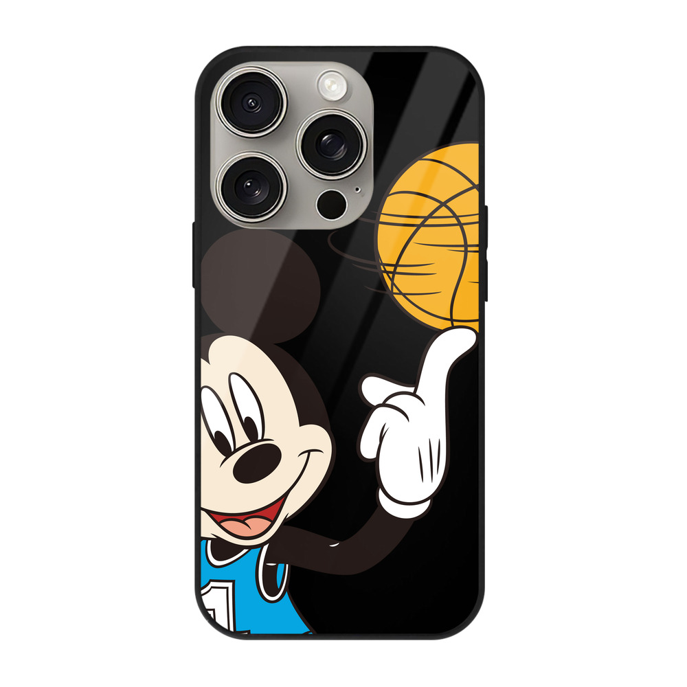 （画像用） ミッキーマウス Mickey Mouse 【iPhone15Pro対応】スマホケース 耐衝撃＆黄変防止 背面ガラス