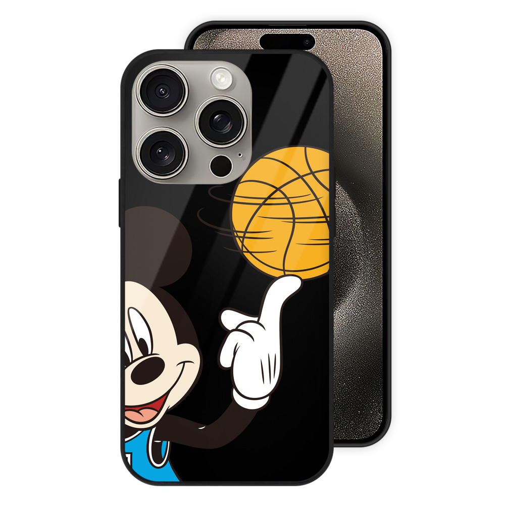 （画像用） ミッキーマウス Mickey Mouse 【iPhone15Pro対応】スマホケース 耐衝撃＆黄変防止 背面ガラス