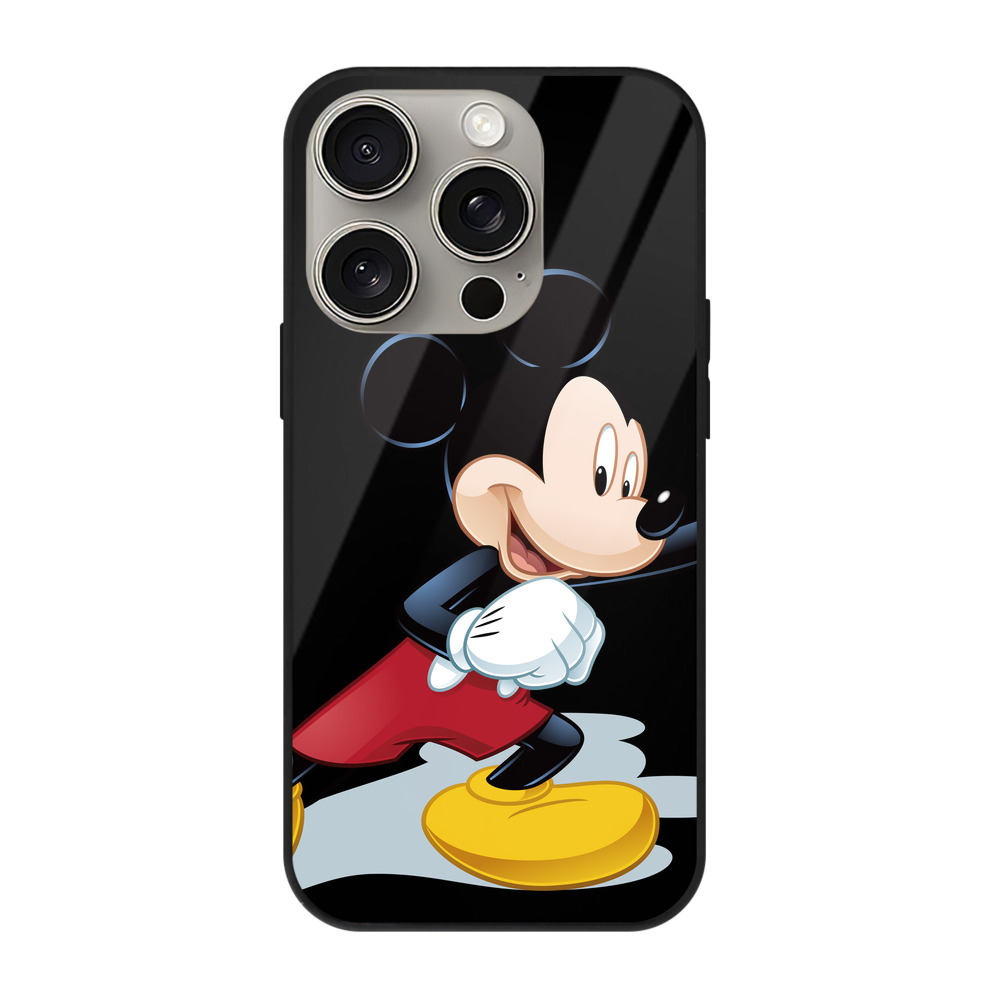 （画像用） ミッキーマウス Mickey Mouse 【iPhone15Pro対応】スマホケース 耐衝撃＆黄変防止 背面ガラス