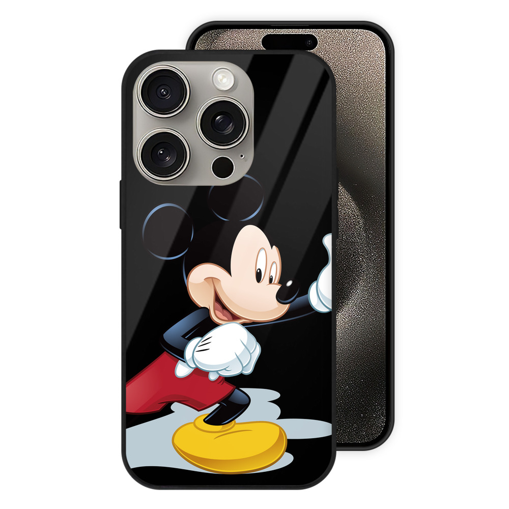 （画像用） ミッキーマウス Mickey Mouse 【iPhone15Pro対応】スマホケース 耐衝撃＆黄変防止 背面ガラス