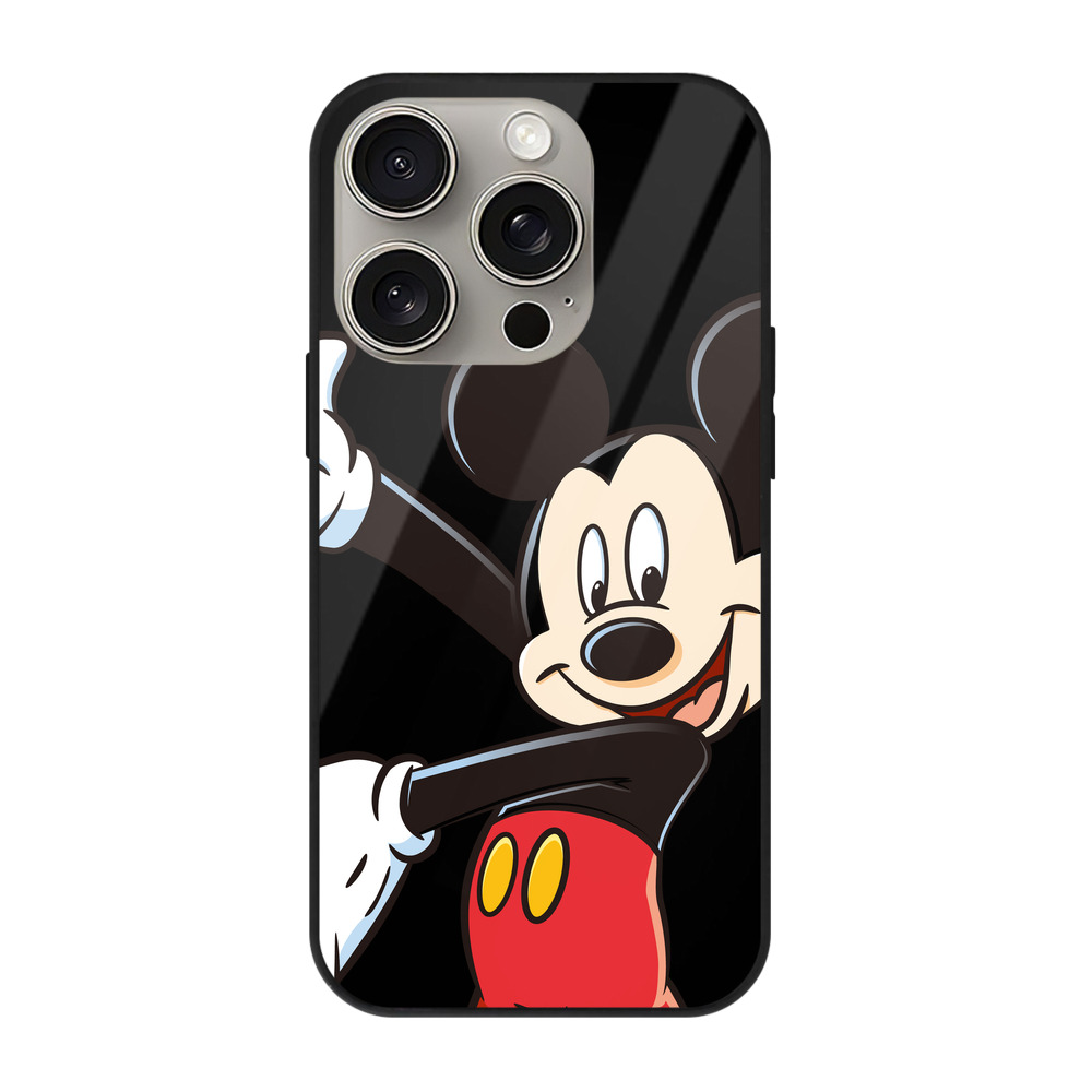 （画像用） ミッキーマウス Mickey Mouse 【iPhone15Pro対応】スマホケース 耐衝撃＆黄変防止 背面ガラス