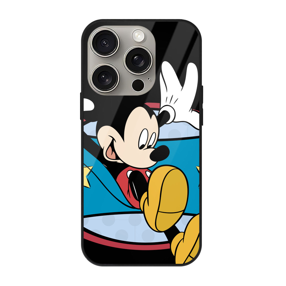 （画像用） ミッキーマウス Mickey Mouse 【iPhone15Pro対応】スマホケース 耐衝撃＆黄変防止 背面ガラス