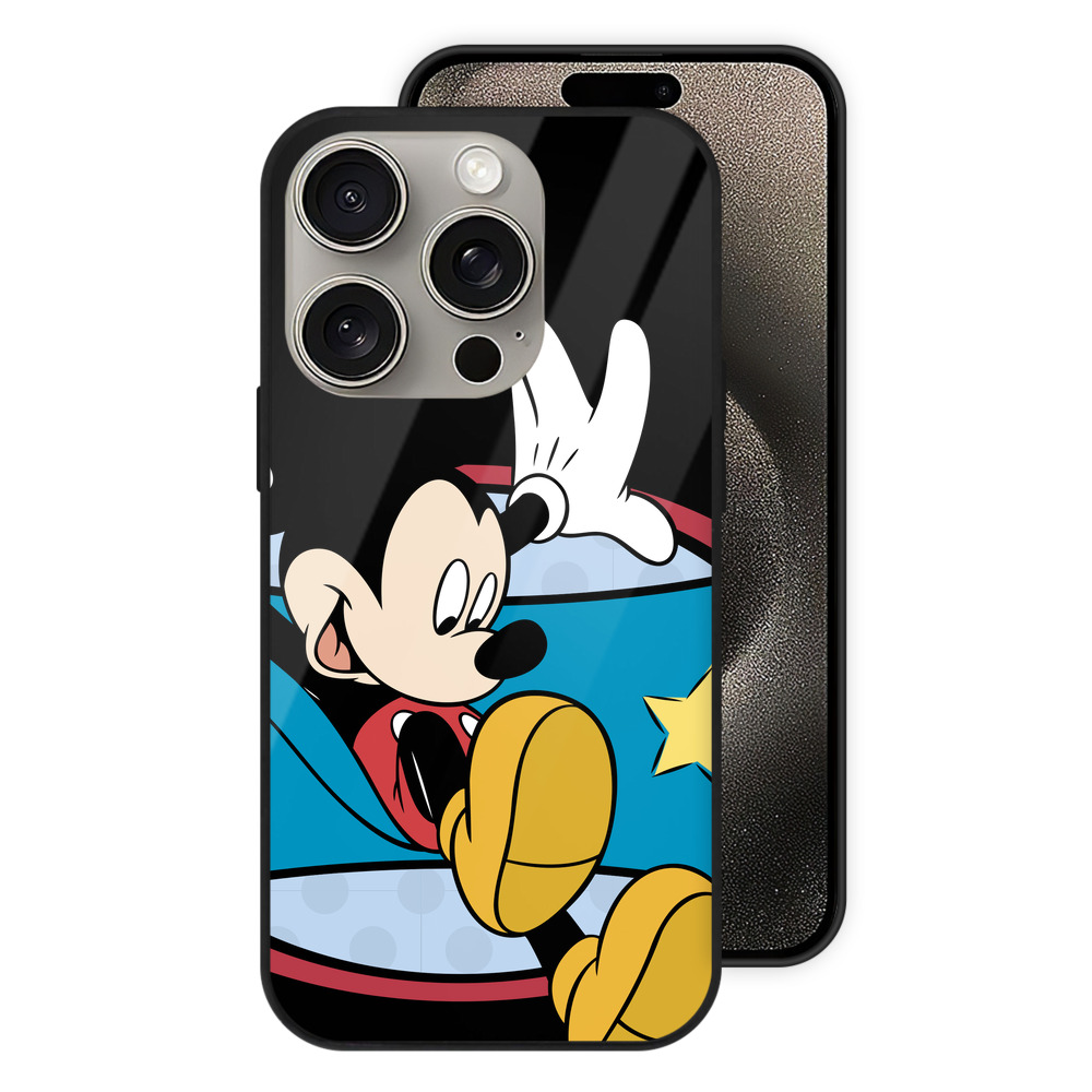 （画像用） ミッキーマウス Mickey Mouse 【iPhone15Pro対応】スマホケース 耐衝撃＆黄変防止 背面ガラス