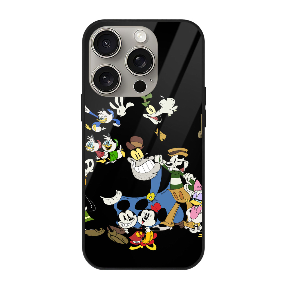 （画像用） ミッキーマウス Mickey Mouse 【iPhone15Pro対応】スマホケース 耐衝撃＆黄変防止 背面ガラス