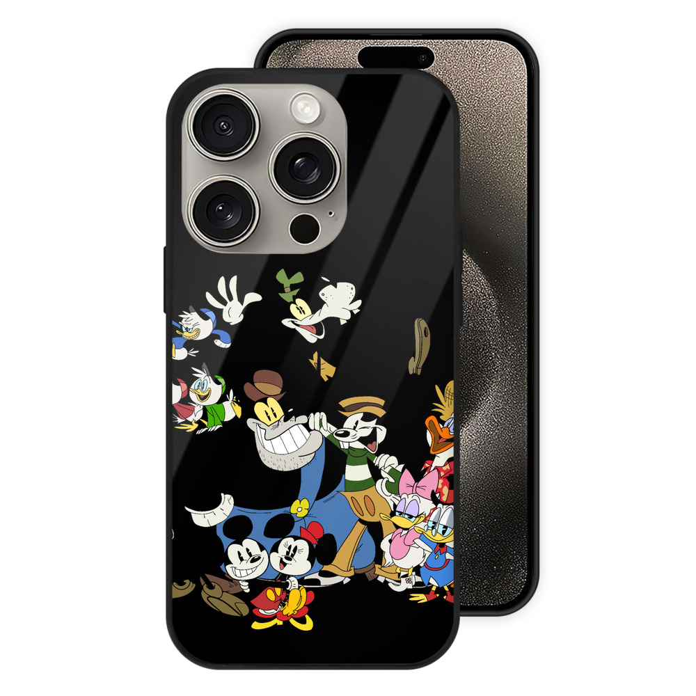 （画像用） ミッキーマウス Mickey Mouse 【iPhone15Pro対応】スマホケース 耐衝撃＆黄変防止 背面ガラス