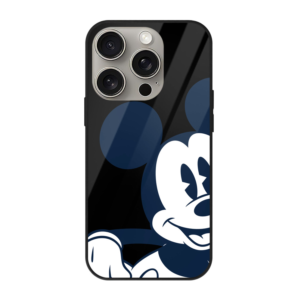 （画像用） ミッキーマウス Mickey Mouse 【iPhone15Pro対応】スマホケース 耐衝撃＆黄変防止 背面ガラス