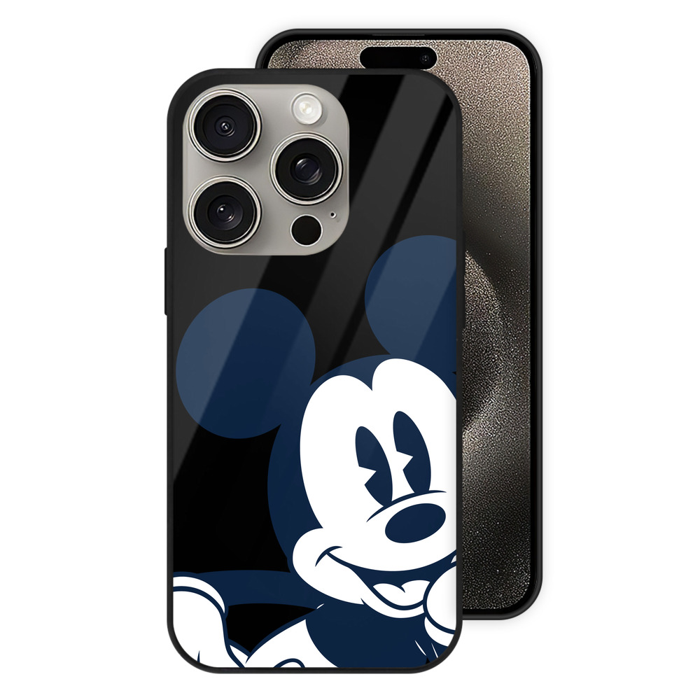 （画像用） ミッキーマウス Mickey Mouse 【iPhone15Pro対応】スマホケース 耐衝撃＆黄変防止 背面ガラス