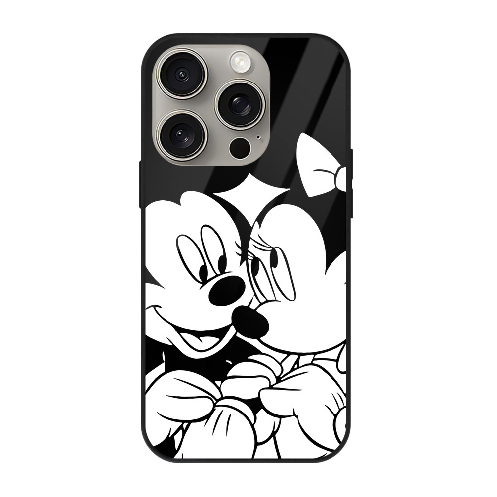 （画像用） ミッキーマウス Mickey Mouse 【iPhone15Pro対応】スマホケース 耐衝撃＆黄変防止 背面ガラス