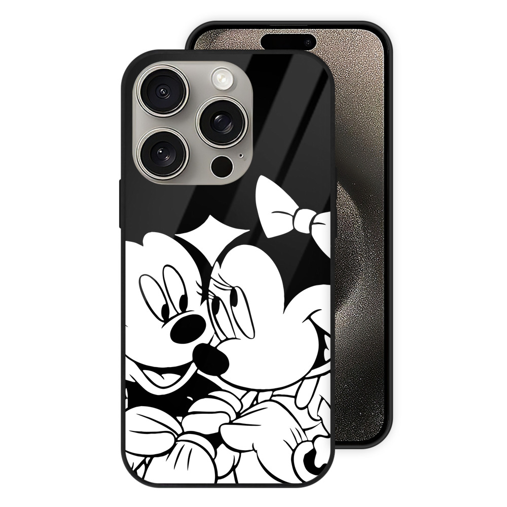 （画像用） ミッキーマウス Mickey Mouse 【iPhone15Pro対応】スマホケース 耐衝撃＆黄変防止 背面ガラス