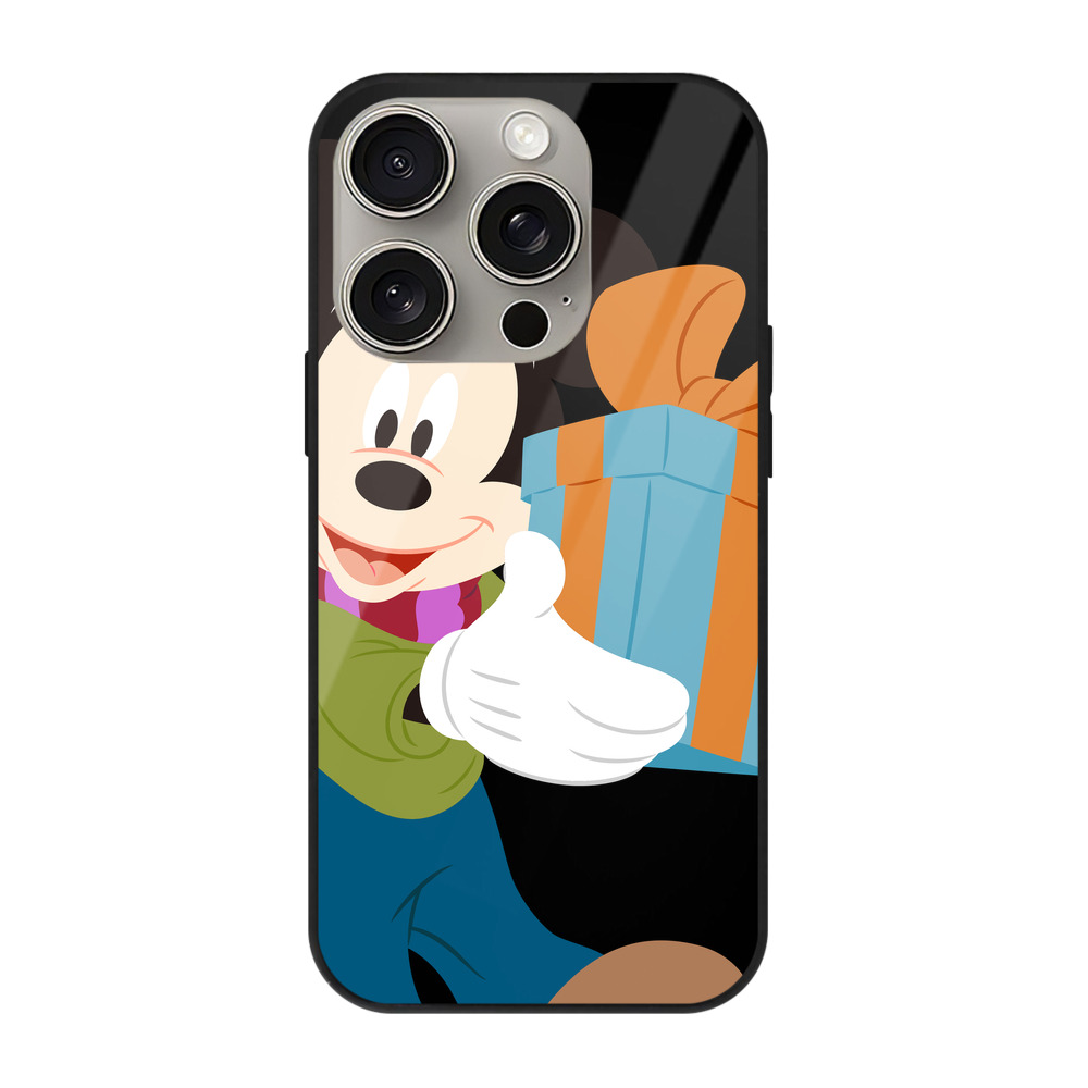 （画像用） ミッキーマウス Mickey Mouse 【iPhone15Pro対応】スマホケース 耐衝撃＆黄変防止 背面ガラス