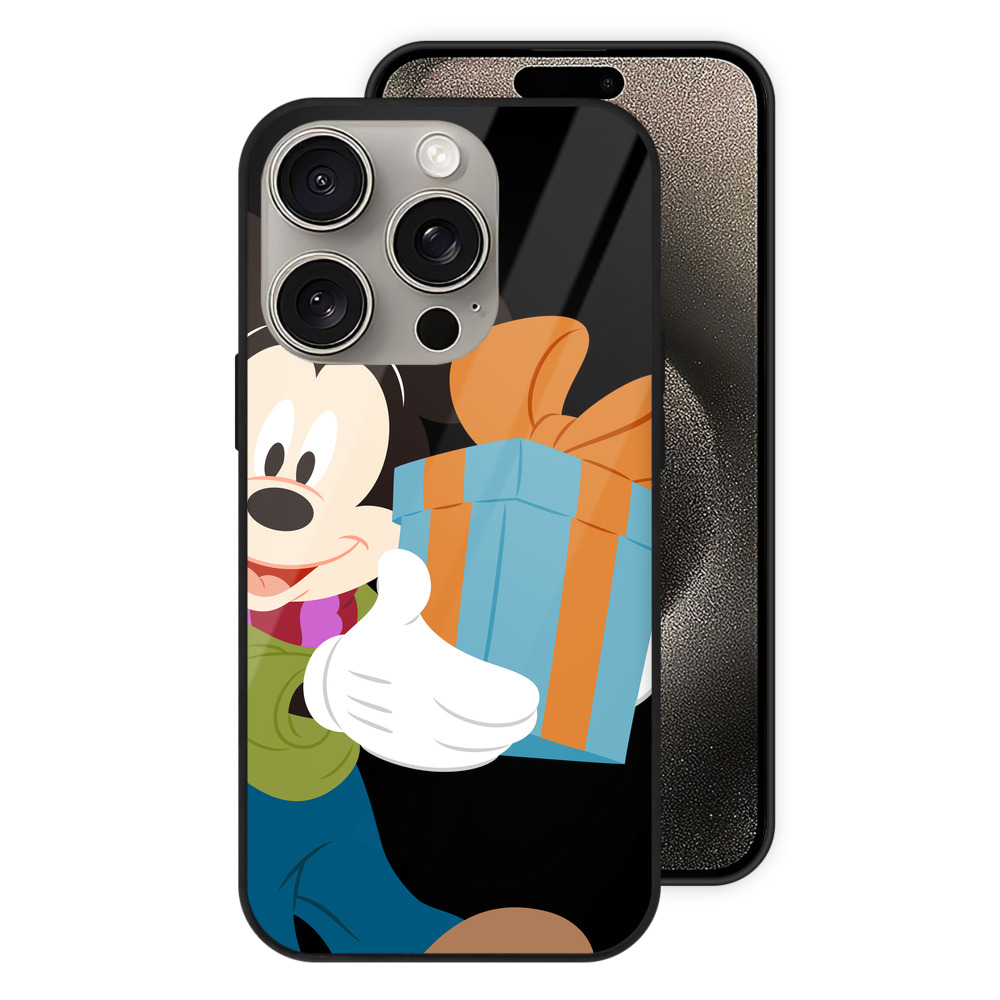 （画像用） ミッキーマウス Mickey Mouse 【iPhone15Pro対応】スマホケース 耐衝撃＆黄変防止 背面ガラス