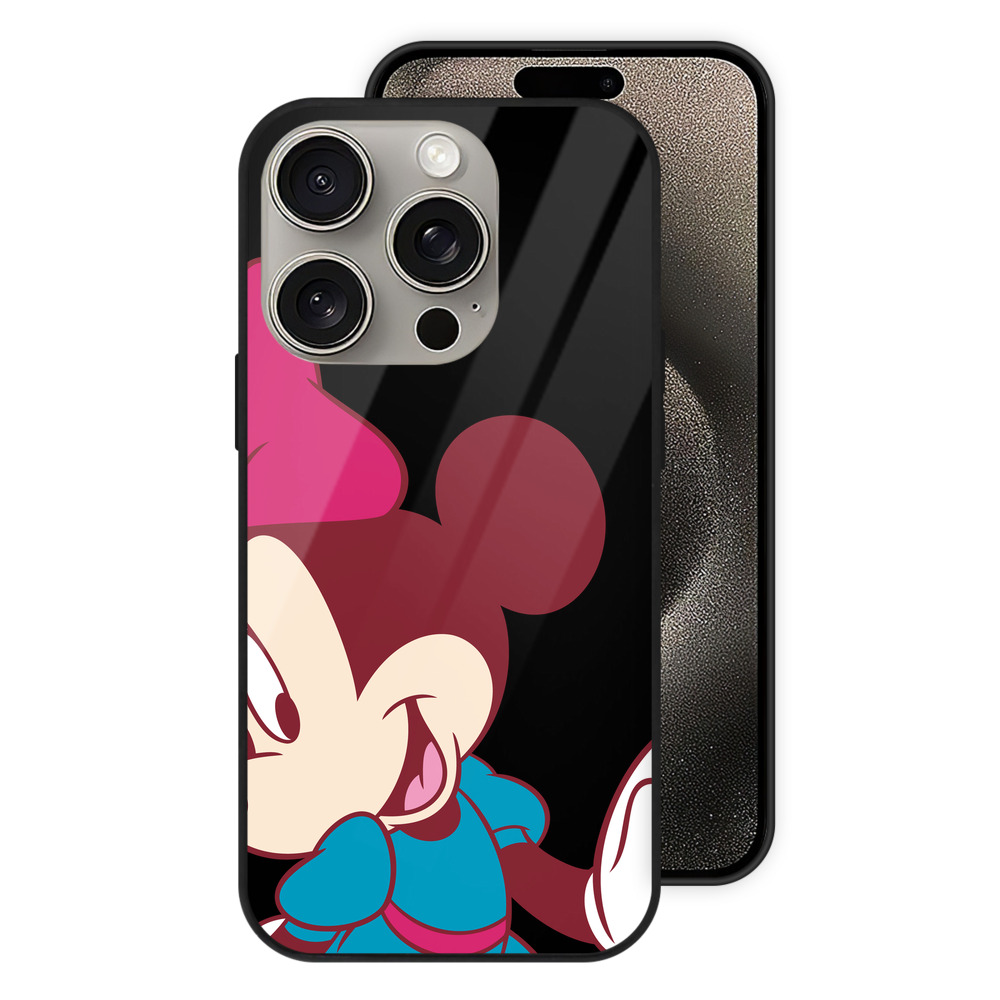 （画像用） ミッキーマウス Mickey Mouse 【iPhone15Pro対応】スマホケース 耐衝撃＆黄変防止 背面ガラス