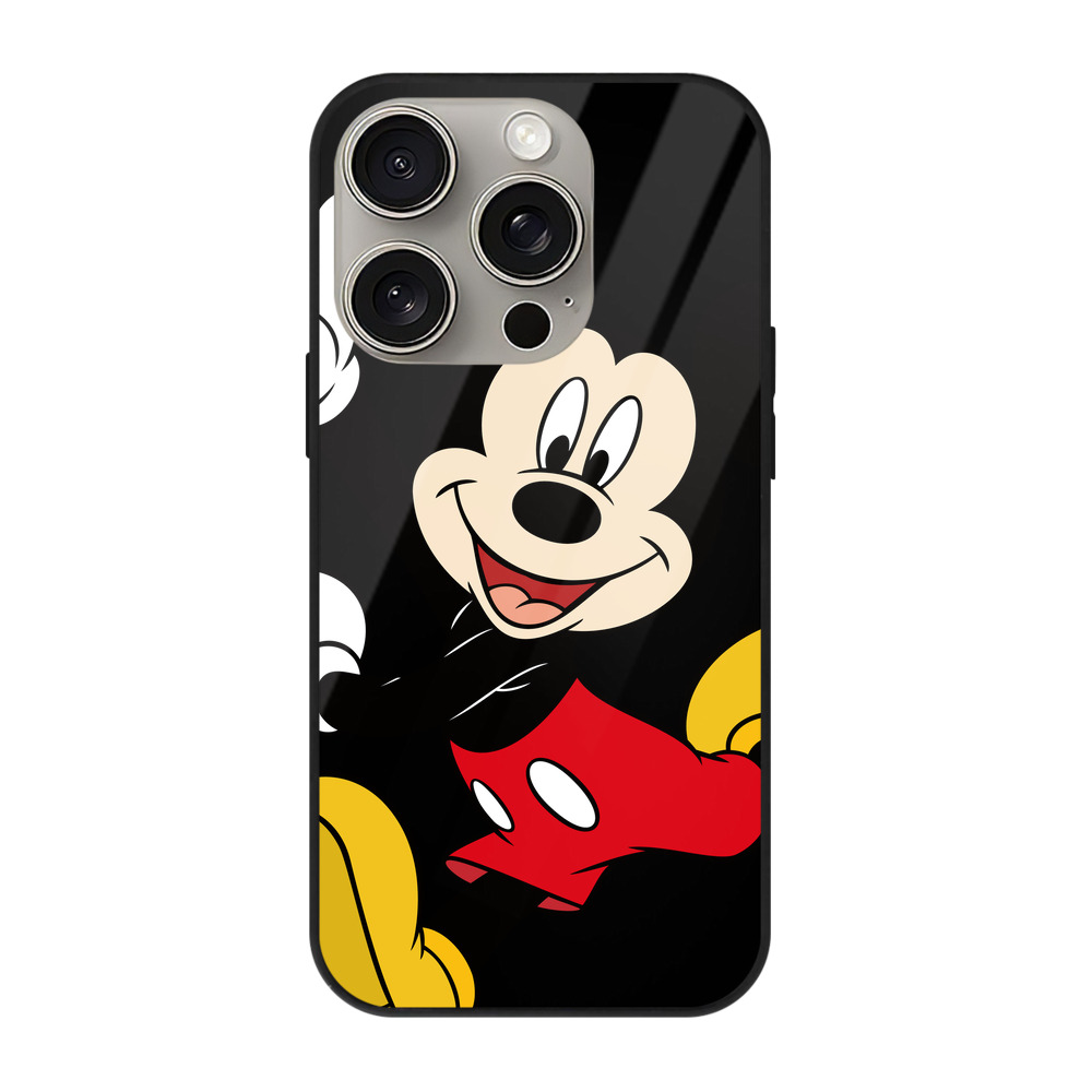 （画像用） ミッキーマウス Mickey Mouse 【iPhone15Pro対応】スマホケース 耐衝撃＆黄変防止 背面ガラス