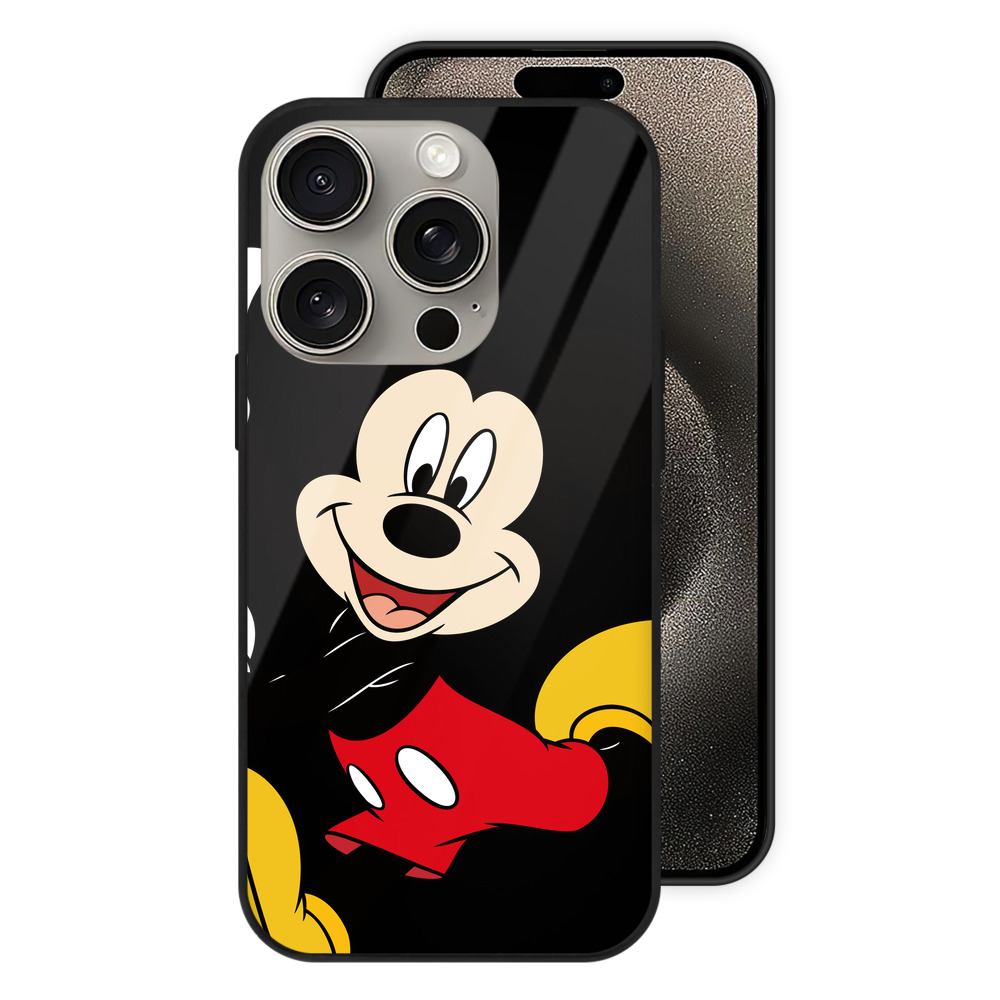 （画像用） ミッキーマウス Mickey Mouse 【iPhone15Pro対応】スマホケース 耐衝撃＆黄変防止 背面ガラス