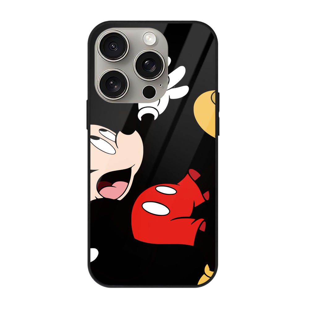 （画像用） ミッキーマウス Mickey Mouse 【iPhone15Pro対応】スマホケース 耐衝撃＆黄変防止 背面ガラス