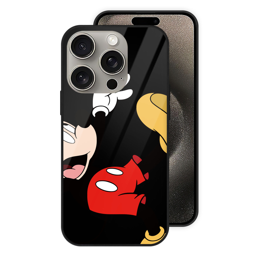 （画像用） ミッキーマウス Mickey Mouse 【iPhone15Pro対応】スマホケース 耐衝撃＆黄変防止 背面ガラス