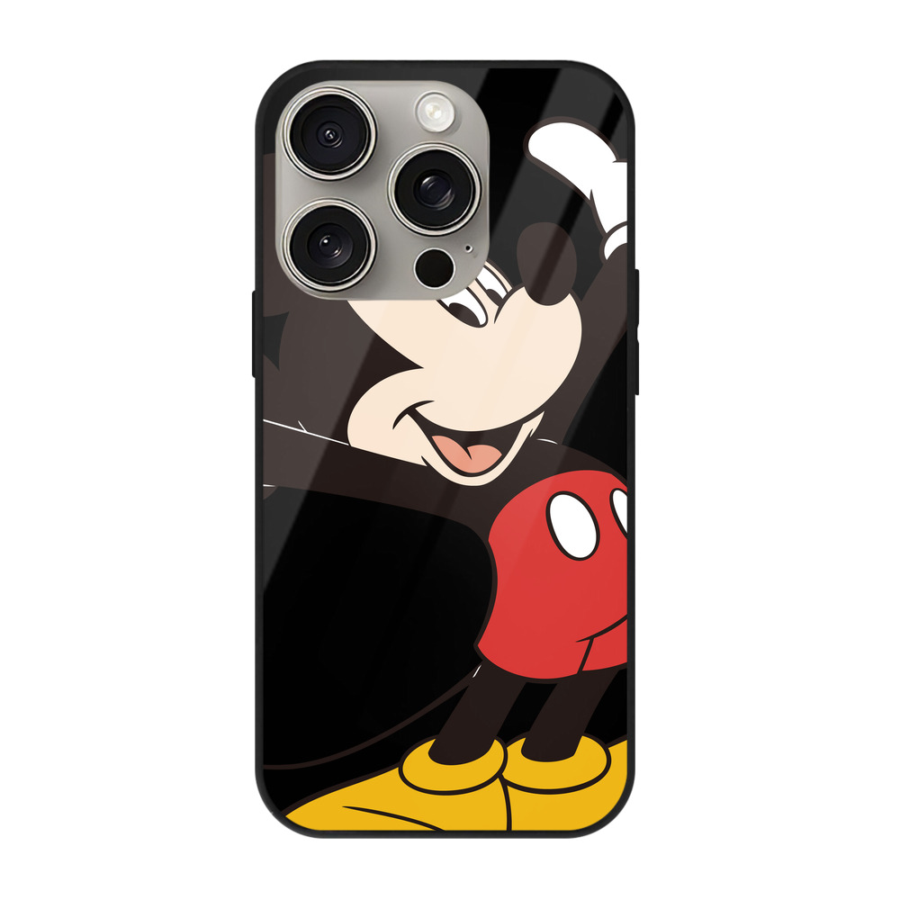 （画像用） ミッキーマウス Mickey Mouse 【iPhone15Pro対応】スマホケース 耐衝撃＆黄変防止 背面ガラス