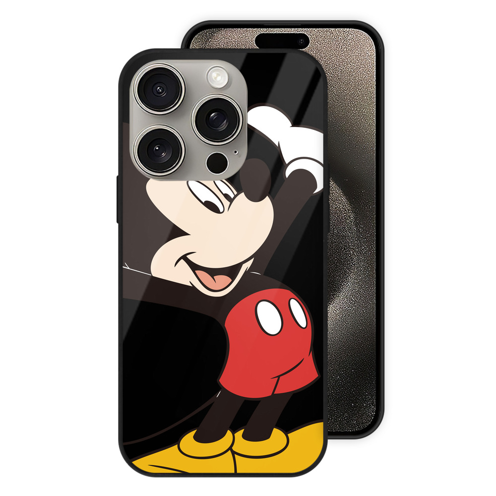 （画像用） ミッキーマウス Mickey Mouse 【iPhone15Pro対応】スマホケース 耐衝撃＆黄変防止 背面ガラス